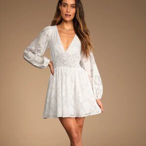 Tomorrow and Always White Burnout Floral Mini Dress